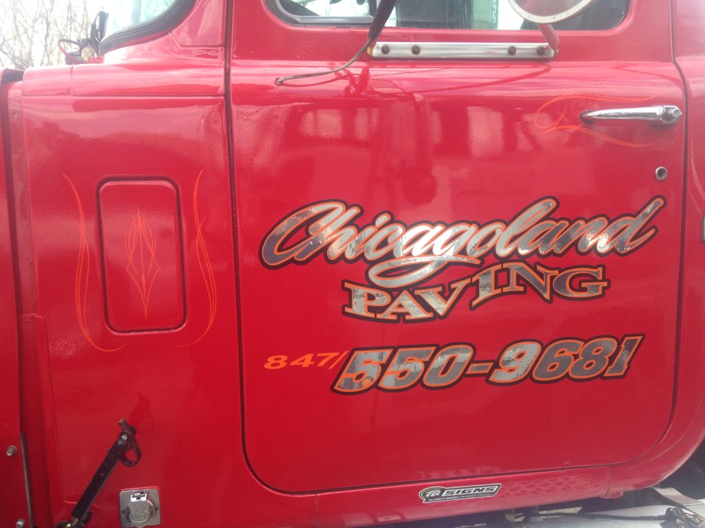 Tg Signs Chicagoland Paving Peterbilt Truck Door Chrome